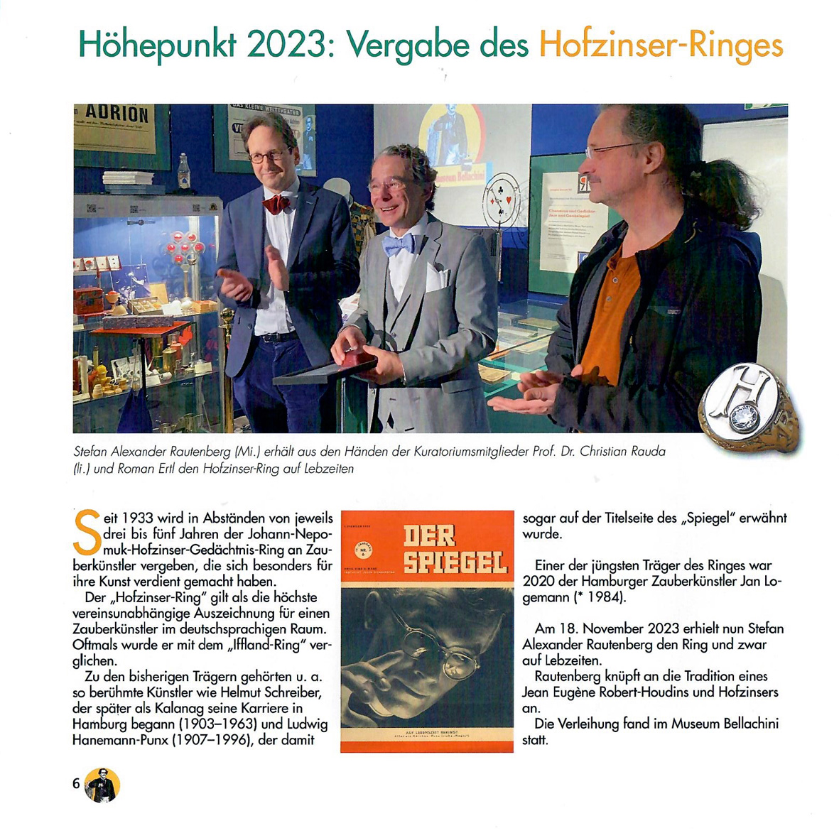 Rautenberg erhält den Hofzinser-Ring